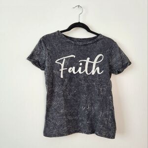 Faith T-Shirt Crinkled Charcoal Gray Casual Comfy Loungewear Small On Fire Brand